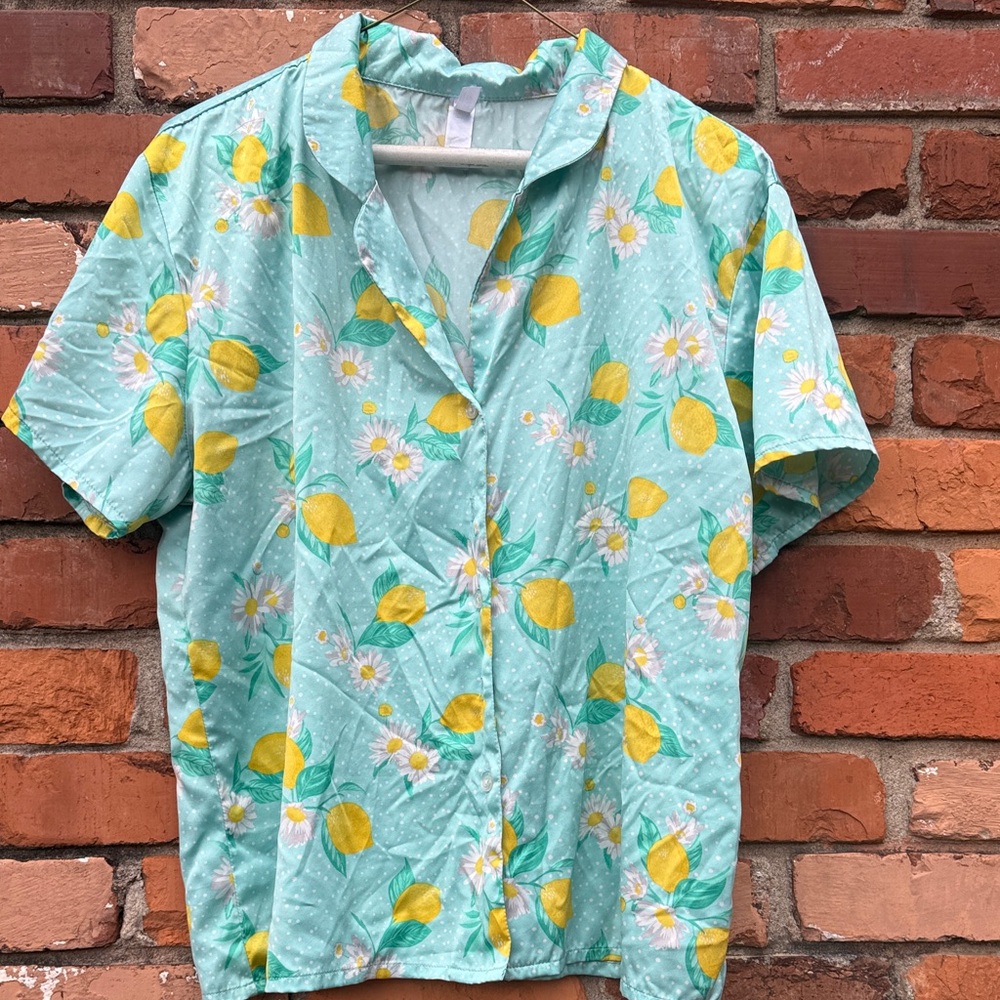 Lemon Print Short Sleeve pajamas